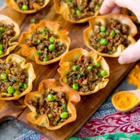 Spicy Lamb Samosa Cups - a quick and easy appetiser for your party table!