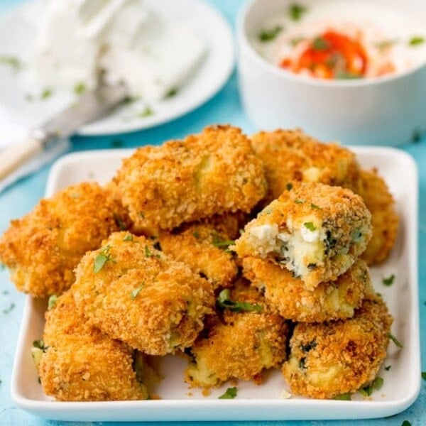 Baked Spinach and Goat’s Cheese Croquettes – a lighter dinner or appetizer for meatless Mondays! Easily made Gluten Free too!