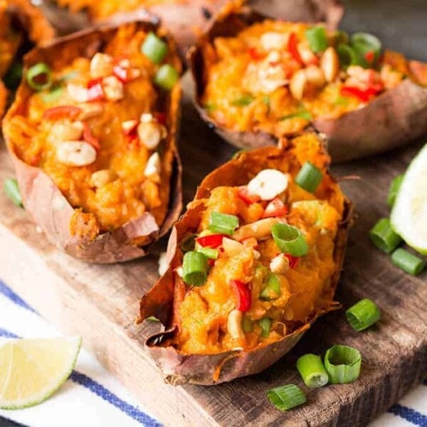 A healthy vegan sweet potato recipe - packed with Thai flavours. A great snack for game day.