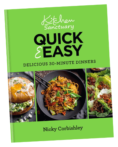 The cover for Nicky Corbishley's cookbook, Quick & Easy - Delicious 30-Minute Dinners