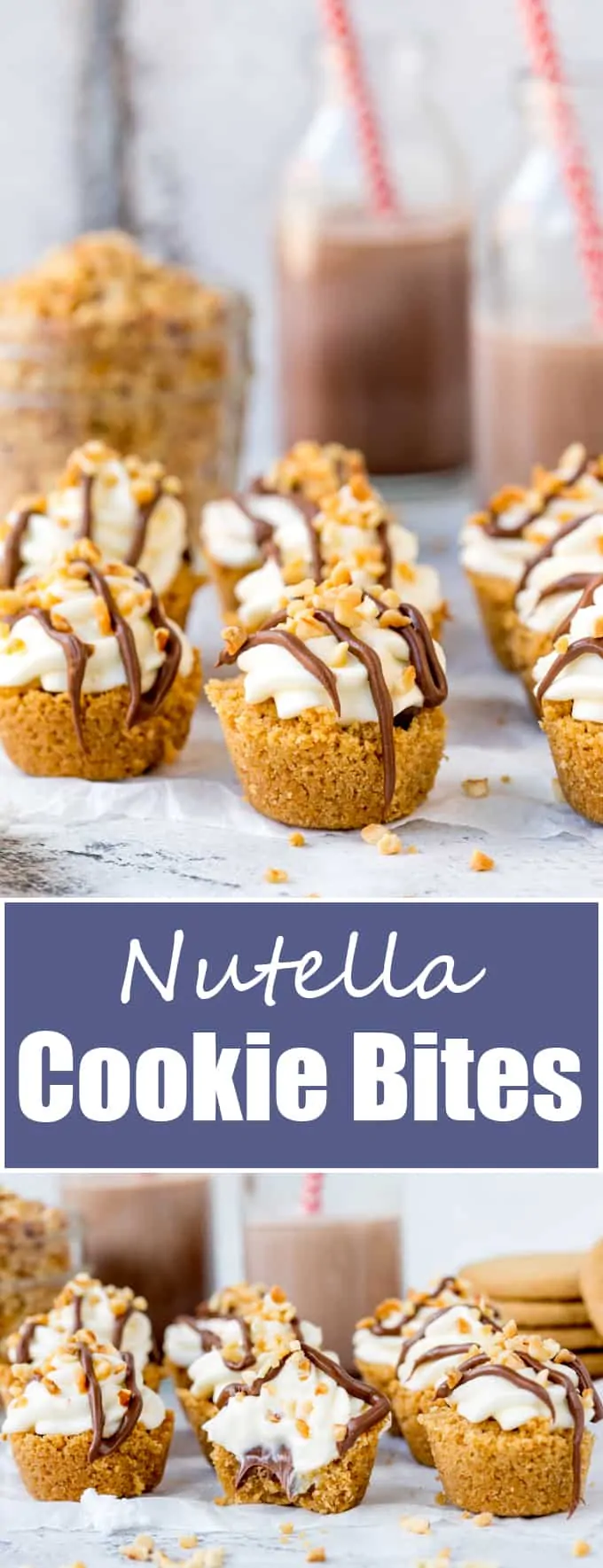 These Nutella Cookie Bites With Whipped Cream and hazelnuts are snack perfection! Perfect Party Food and easy to make gluten free too!