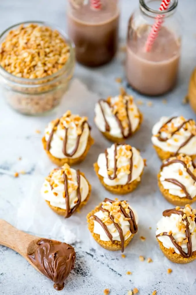 These Nutella Cookie Bites With Whipped Cream and hazelnuts are snack perfection! Perfect Party Food and easy to make gluten free too!