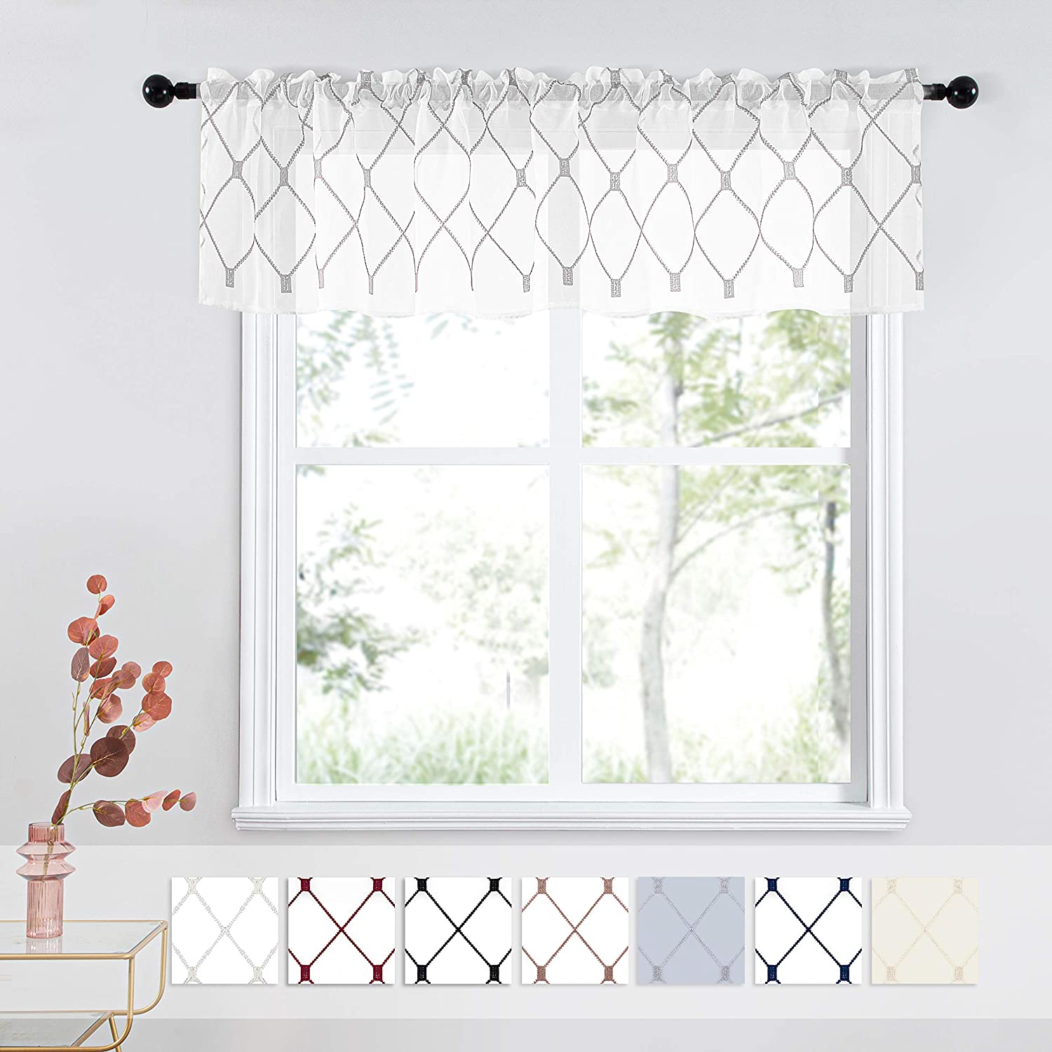 Top Finel White Kitchen Sheer Curtains 
